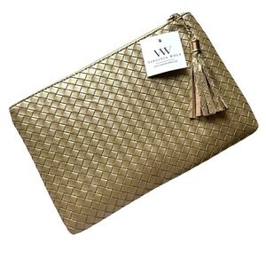 Virginia Wolf NYC Metallic Woven “Mimi” Pouch Vegan Leather Clutch